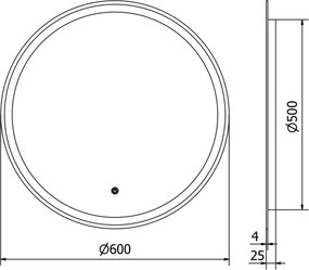 Mexen Gobi specchio da bagno illuminato, rotondo 60 cm, LED 6000K, anti-appannamento - 9801-060-060-611-00