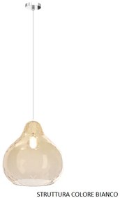 Sospensione bianco 1 luce vetro grande ambra 1191bi-sg-am