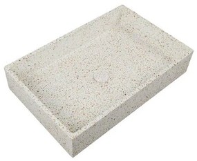 Kamalu - lavabo da appoggio rettangolare con finitura terrazzo beige | kterd-600be