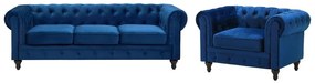 Set divani in tessuto di velluto blu cobalto 4 posti CHESTERFIELD Beliani