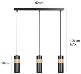 Lampadario a sospensione AKARI 3 BLACK