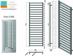 Termoarredo bagno 500x1700m cromato modello Kam-378B - KAMALU