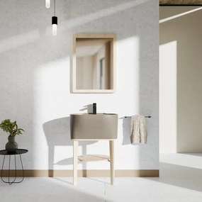 Mobile bagno da terra con lavabo L 50 x H 57 x P 41.5 cm frassino naturale e siena per vasca centrale Tino