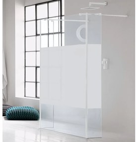 Walk-in wens L 20 x H 200 cm, vetro 6 mm serigrafato bianco