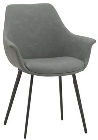 Set di sedie MIRASIERRA in similpelle grigio e gambe in metallo nero, con braccioli