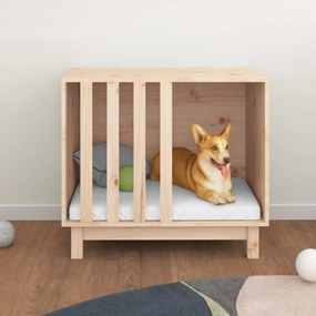 Casetta per cani 70x50x62 cm in legno massello di pino