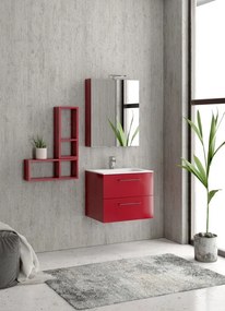 Composizione mobile lavabo bagno 60 cm, specchio contenitore e 2 pensili EL-60C - KAMALU