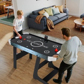 Costway Tavolo da air hockey con potente motore da 12V e 2 spingitori e 2 dischi, Tavolo da gioco arcade pieghevole per casa Nero