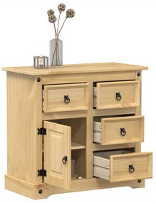 Credenza Corona 87x40x76 Cm İn Legno Massello Di Pino /