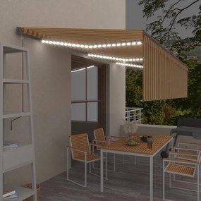 Tenda Automatica Con Sensore Vento Led 6x3 M Gialla/bianca /
