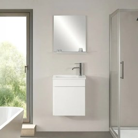 Mobile sospeso salvaspazio 45 cm bianco lucido profondo 25 con specchio Mini