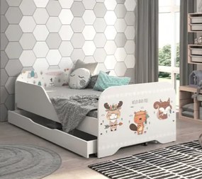 Letto per bambini 140 x 70 cm con motivo di animali della foresta