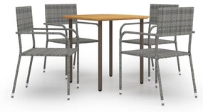 Set Mobili Da Pranzo Da Giardino 5 Pz İn Polyrattan Antracite /