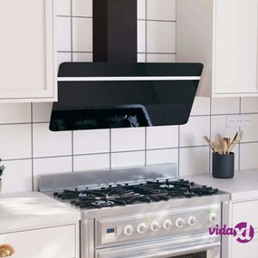 vidaXL Cappa a Parete 90 cm in Acciaio e Vetro Temperato Nero