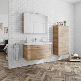 Mobile sottolavabo e lavabo Solitaire rovere castello L 90 x H 49 x P 22 cm 2 cassetti