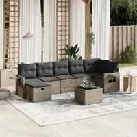 Set Divano da Giardino 8 pz con Cuscini Grigio in Polyrattan 3263826