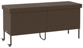 Contenitore Da Giardino Con Ruote Marrone Polyrattan /