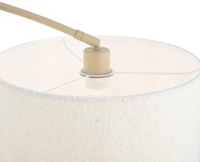 Lampada ad arco moderna beige con paralume in tessuto teddy - Vinossa