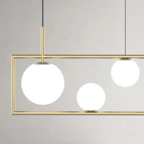 Lampadario Moderno Buble oro paralume bianco 3x E27 MILOOX