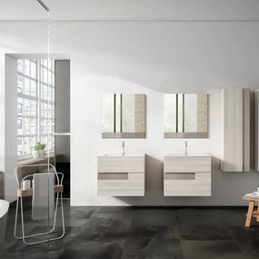 Mobile da bagno sospeso sotto lavabo L 60 x H 55 x P 45 cm betulla laminato opaco, 2 cassetti VISOBATH Vision