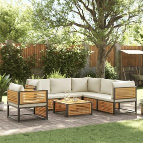 Set divano da giardino 7 pz con cuscini legno massello acacia