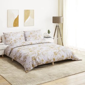 Set Copripiumino Bianco E Marrone 140x200 Cm İn Cotone /