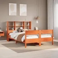 Letto Libreria senza Materasso Marrone Cera 150x200 cm in Pino 3322986