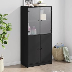 Credenza Con Ante Nera 68x37x142 Cm İn Legno Multistrato /