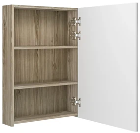 Armadietto bagno con specchio e led bianco e rovere 50x13x70 cm