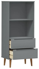 Libreria MOLDE Grigia 60x35x133,5 cm in Legno Massello di Pino