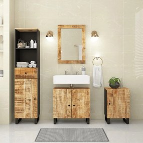 Set mobili da bagno 4 pz in legno massello di mango