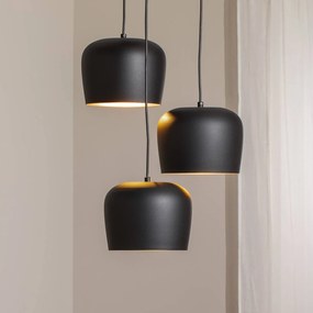Opviq Lampada a sospensione Berceste N-1413, nera, metallo a 3 luci rotonda