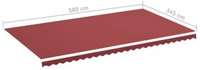 Tessuto di Ricambio per Tenda da Sole Rosso Borgogna 6x3,5 m