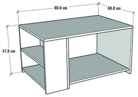 Tavolino Da Salotto Design Moderno 60x90x48 Con Vani Laterali Zeno Rovere E Antracite