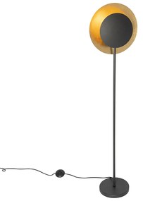 Lampada da terra Art Déco nera con oro - Emilienne