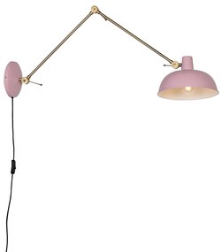 Applique da parete retrò rosa con bronzo - Milou