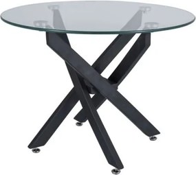 Tavolo rotondo Agis A in vetro trasparente/nero - ø60/h45 cm