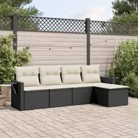 Set Divani da Giardino 5 pz con Cuscini in Polyrattan Nero 3220085