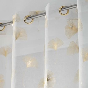 Tenda in voile bianco e oro 140x240 cm Ginkgold - douceur d'intérieur