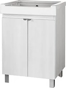 Mobile lavatoio a 2 ante in legno Bianco con vasca in ceramica 60x50 cm