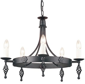 Lampadario Classico Belfry Acciaio Nero 5 Luci E14