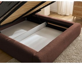 Letto matrimoniale arancione imbottito con spazio contenitivo con rete inclusa 180x200 cm Orlane – Bobochic Paris