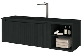 Mobile da bagno sospeso sotto lavabo L 110.5 x H 46 x P 46 cm grafite laccato, 1 cassetto MADERO KIMONO