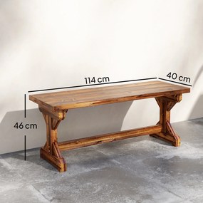 Panca da Giardino 2 Posti 114x40x46 cm Senza Schienale in Stile Rustico in Legno di Abete...
