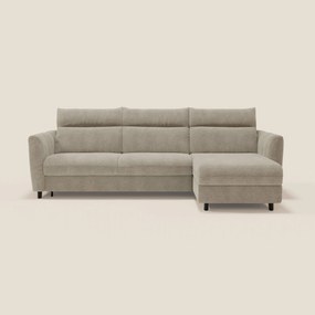 Peonia divano letto angolare con Penisola Contenitore - Materasso H18 cm in Bouclé Impermeabile T07