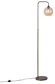 Lampada da terra Art Déco bronzo scuro con vetro ambrato - Sandra