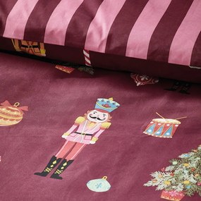 Set copripiumino e federa rosa e viola per letto matrimoniale e per letto esteso 230x220 cm Nutcracker Stripe – Catherine Lansfield