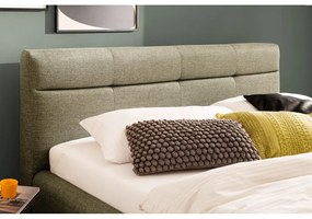 Letto matrimoniale imbottito verde con contenitore con rete inclusa 160x200 cm Lotte – Meise Möbel