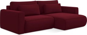 Divano angolare burgundy allungabile/con contenitore (con penisola a destra/con chaise lounge) con rivestimento in velluto Kapua – Makamii