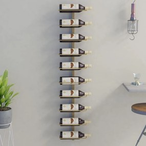 Portavini Da Parete Per 10 Bottiglie Dorato İn Metallo /